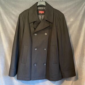 Merona Men's XL Black Wool Blend Pea Coat Double Breasted Classic